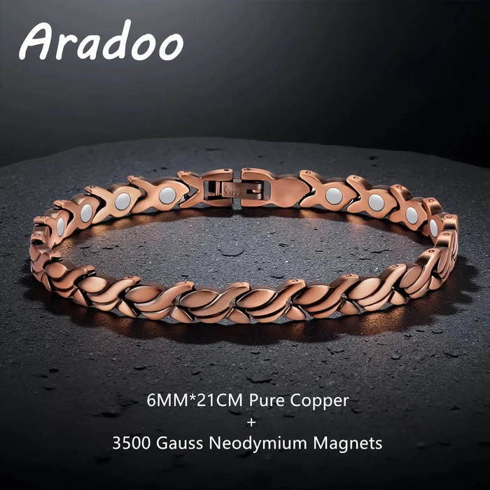 ARADOOPure Copper Bracelet for Women 99.99% Magnetic Therapy Jewelry, Vintage Style Gift for Her
