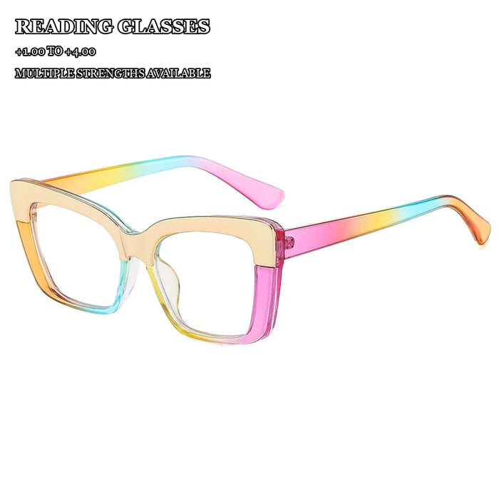Lot de 3 lunettes de lecture œil-de-chat à fleurs pour femmes, ensemble de lunettes de presbytie tendance de couleurs dégradées et à motifs floraux mixtes