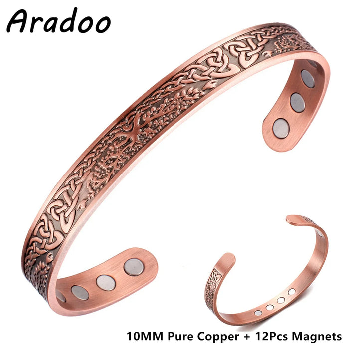 ARADOO Pure Copper Bracelets for Women 3500 Gauss Magnetic Therapy Braided Cuff Bangle Jewelry Gift