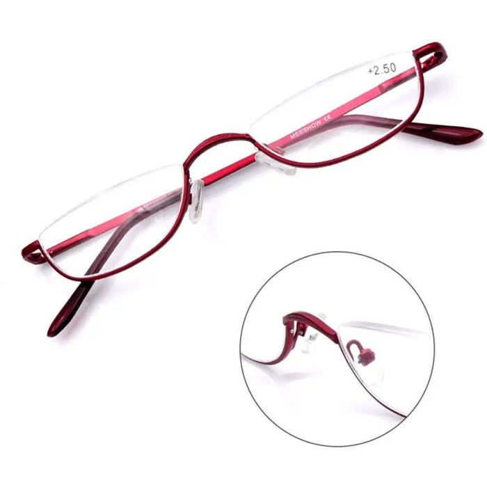 New Half Moon Metal Spring Hinge Reading Glasses Half Frame Ultra Light Resin Eyeglasses Vision Care +1.00~+4.0 Diopter