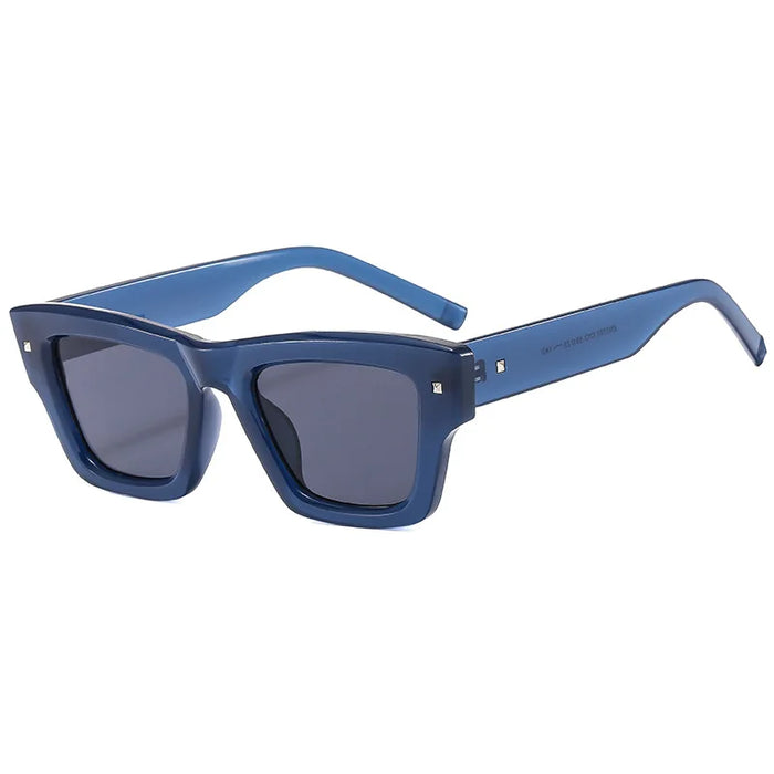 Nouvelles Lunettes de Soleil Carrées Irrégulières Homme Rétro Tendance Rivets Luxe UV400 Femme Lunettes de Soleil Bleues Marque Oculus