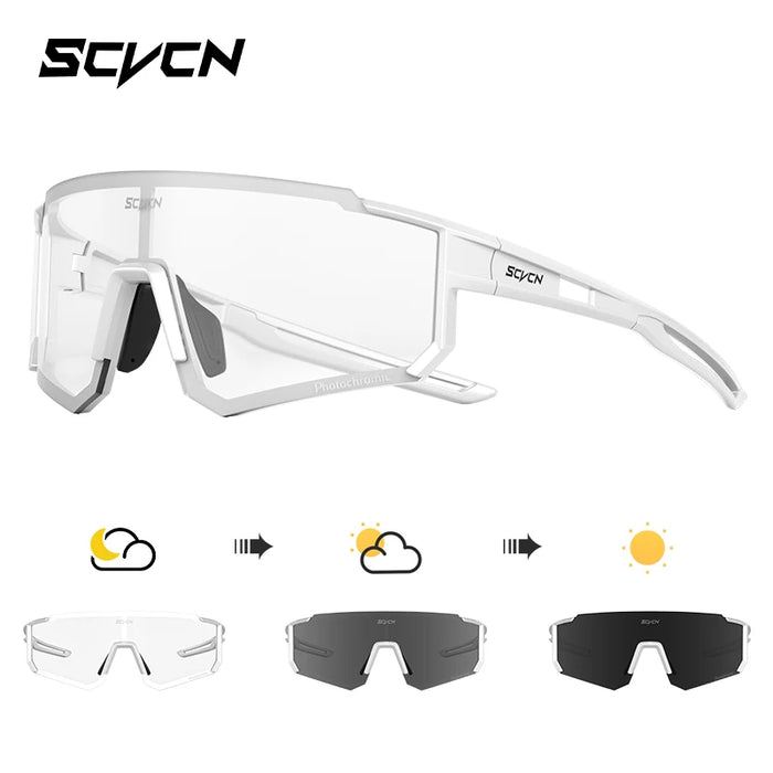 SCVCN Color Photochromic Cycling Glasses Men MTB Cycling Sunglasses Women Road Bike Glasses Outdoor Sports Bicycle Sunglasses