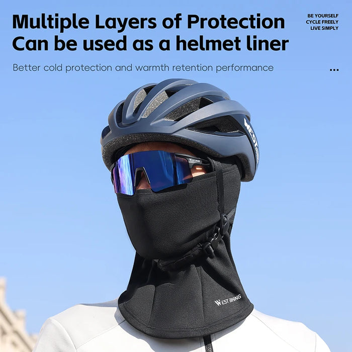 WEST BIKING Winter Thermal Balaclava High Elastic Breathable Windproof Cycling Headgear Fleece Bike Helmet Liner Sports Mask