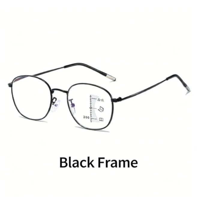 New Progressive Multifocal Reading Glasses for Both Near and Far Vision, Ultra-Light Metal Full-Frame, Anti-Blue Light, Suitable