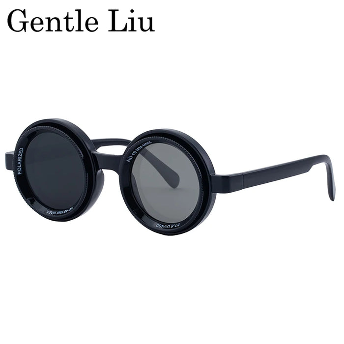 Polarized ND9 Adjustable Dimming Sunglasses Men 2026 Trendy Punk Round Sun Glasses UV400 Outdoor Shades Fishing Filter Eyewear
