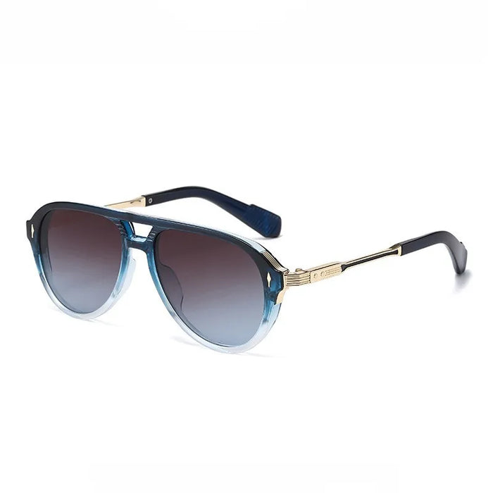 Retro Double Bridges Pilot Women Luxury Sunglasses Fashion Rivets Men Shades UV400 Trending Outdoor Sports Sun Glasses