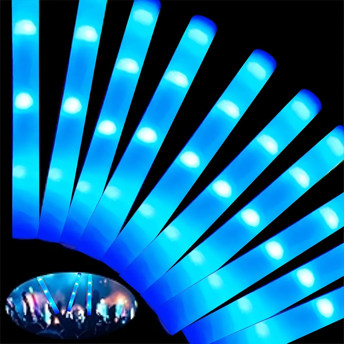30pcs Blue LED Light Up Foam Sticks Glow Wand 3-Mode Flashing Cheer Tube Glow in The Dark  Wedding Birthday Concert DJ Raves
