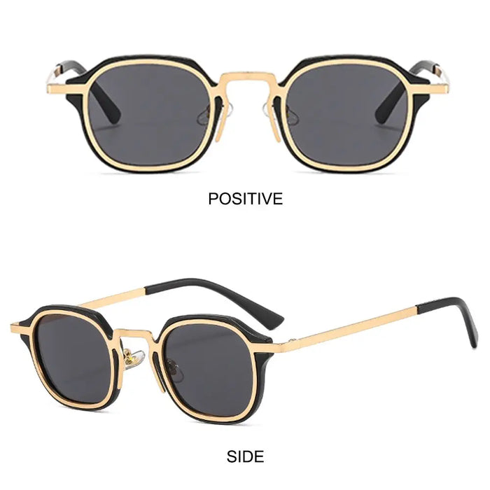 Fashion Small Square Sunglasses for Women Men Retro Tea Brown Punk Shades Vintage Trendy Driving Sun Glasses