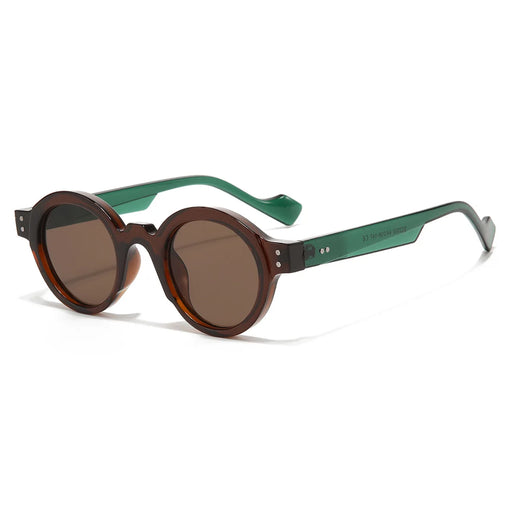 Lunettes de soleil rondes pour hommes, style punk, double couleur, protection UV400, rivets rétro, décoration tendance pour femmes, monture à verres clairs