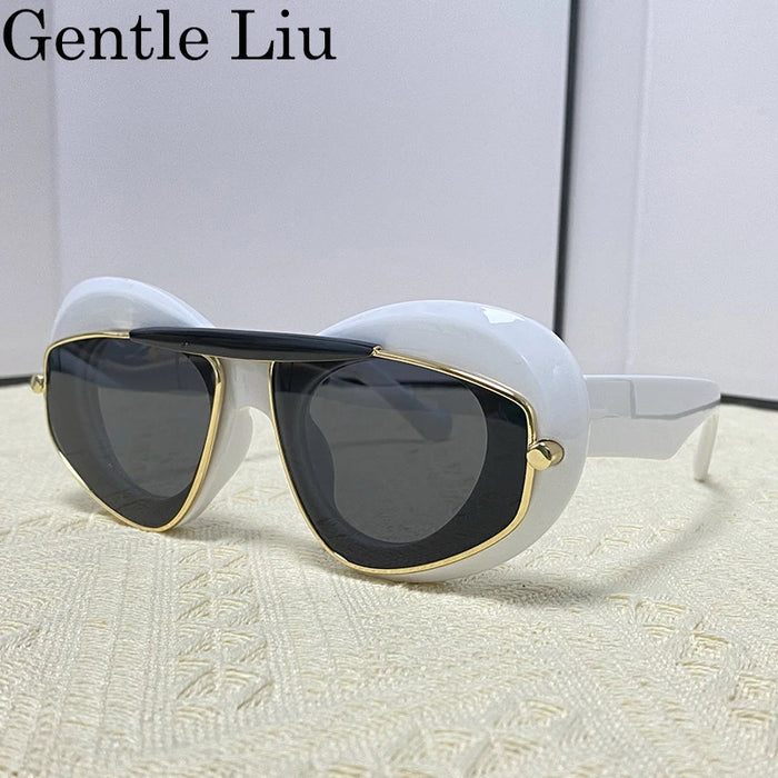 Sexy Cat Eye Punk Sunglasses Women 2026 Luxury Brand New Y2k Sports Double Frame Sun Glasses For Men Shield Eyewear Shades UV400