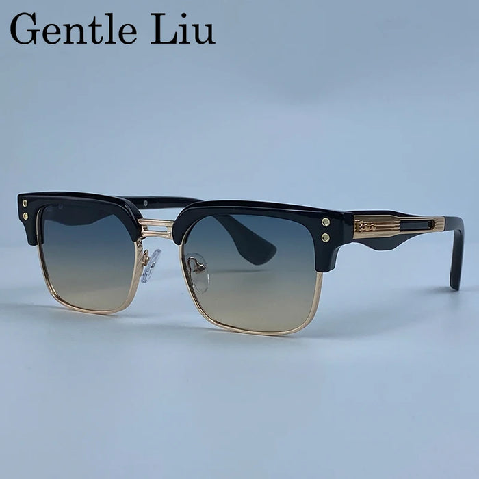 Retro Photochromic Classic Square Punk Sunglasses Men Metal Frame Driving Sun Glasses Male Vintage Luxury Brand Eyewear Shades