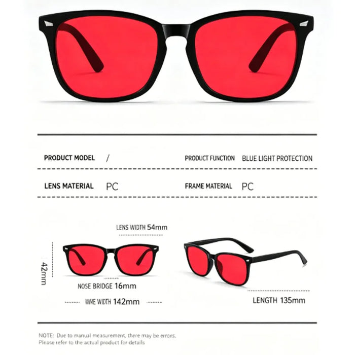 Unisex Red Yellow Orange Tinted Anti Blue Light Glasses, Night Sleep Red Lens Filter Eyewear for Eye Strain Relief