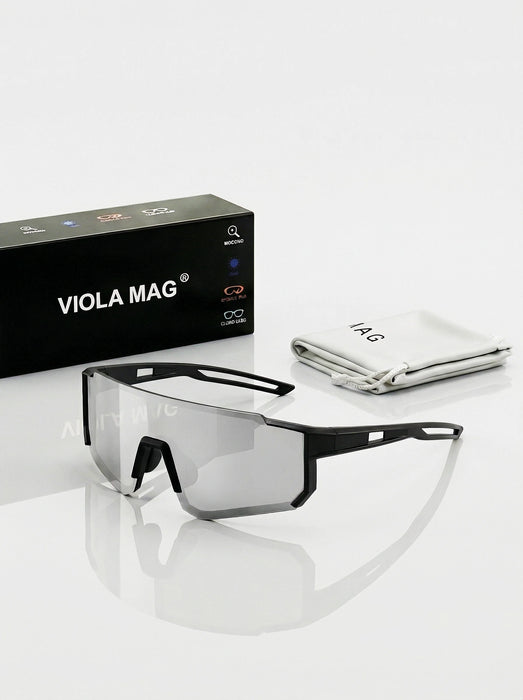 VIOLA MAG Unisex Sports Sunglasses, Oversized Frame Cycling Glasses, Lightweight TR90 Lenses, Non-slip for Running, Fishing, Hik