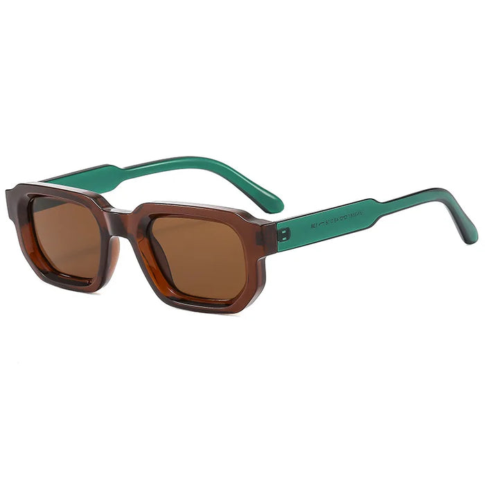 Lunettes de soleil pour hommes avec rivets carrés à la mode, style punk vintage, dégradées, pour femmes, verres verts tendance, protection UV400