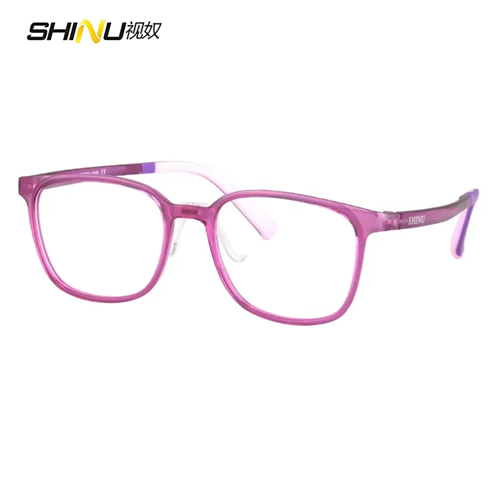 SHINU Lunettes pour enfants 2025 Monture en plastique PPSU Anti-lumière bleue Verres d'ordinateur Lunettes roses pour enfants Monture sans correction