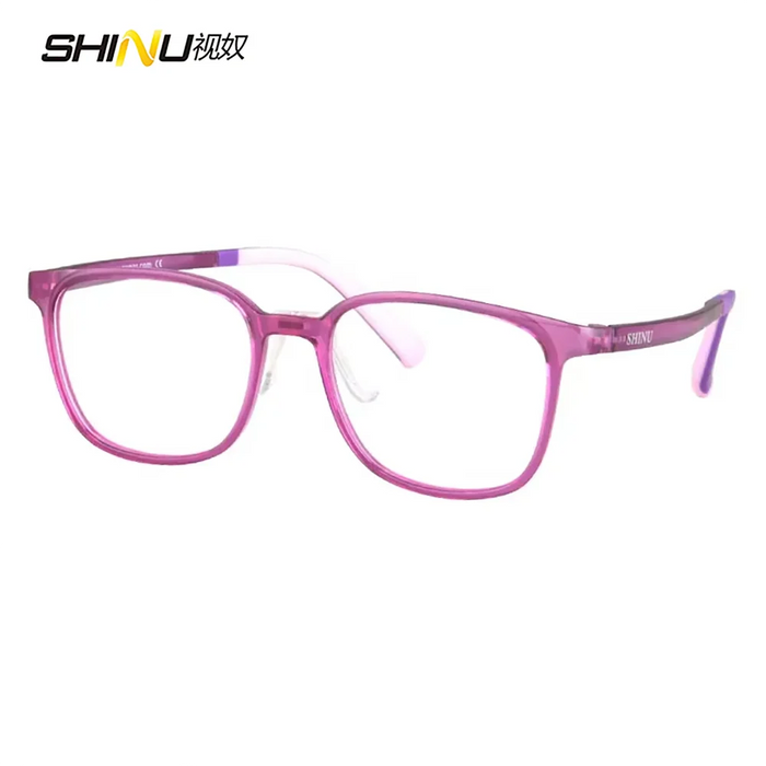 SHINU Lunettes pour enfants 2025 Monture en plastique PPSU Anti-lumière bleue Verres d'ordinateur Lunettes roses pour enfants Monture sans correction