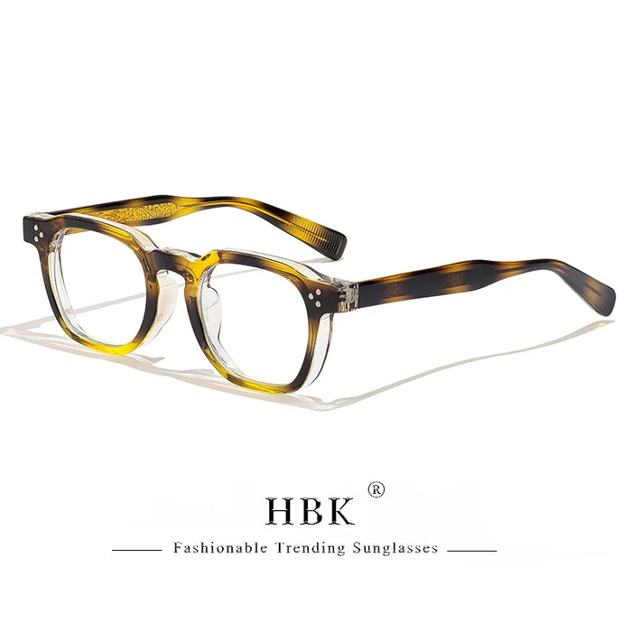 HBK Retro Square Glasses Frames Men Flat Lenses Anti Blue Light TR90 Eyeglass Frames High-Quality Reading Eyeglasses for Women