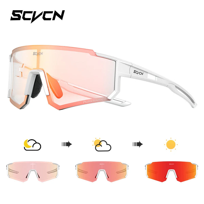 SCVCN Color Photochromic Cycling Glasses Men MTB Cycling Sunglasses Women Road Bike Glasses Outdoor Sports Bicycle Sunglasses