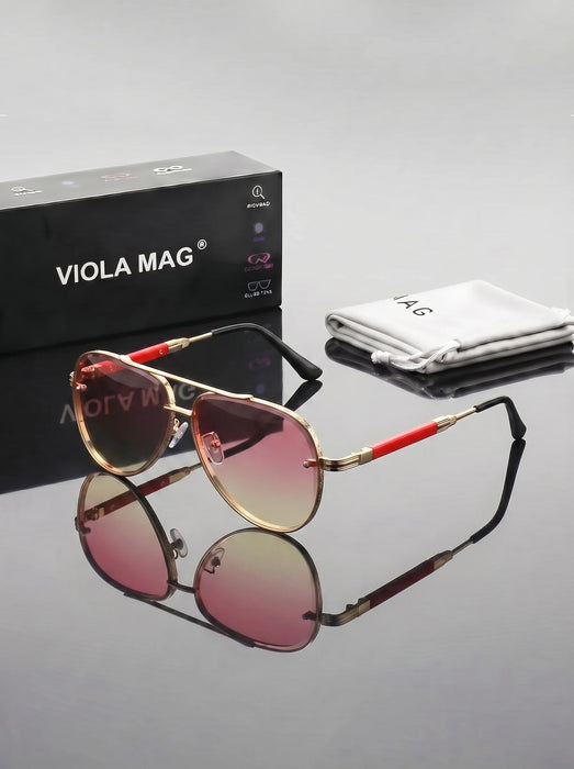 VIOLA MAG Gafas de sol retro de metal con efecto degradado Toad Mirror, unisex, diarias para ir al trabajo y para decoración al conducir, con bolsa para gafas
