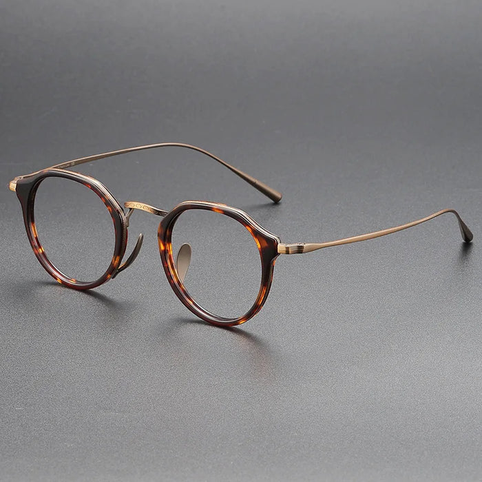 Acetate Titanium Glasses Frame Retro Luxury Round Eyeglasses Men Woman Irregular Fashion Eyewear