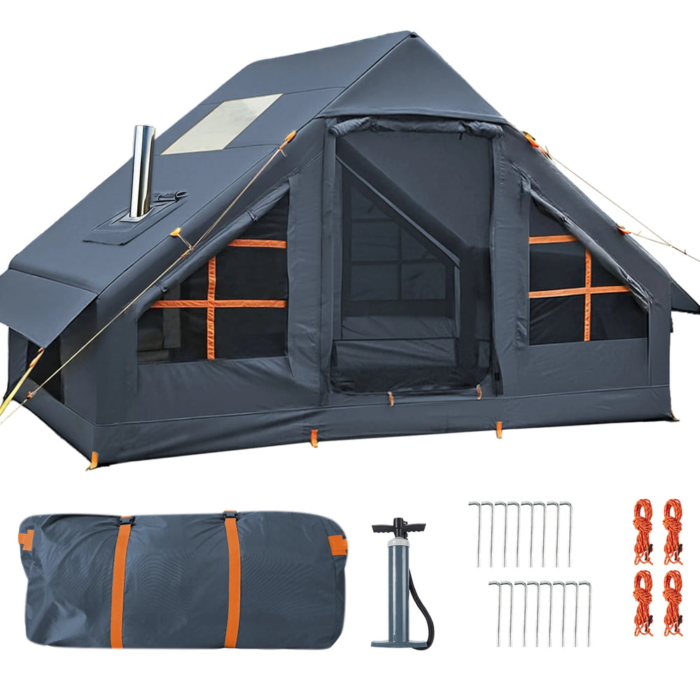 Inflatable Tents for Camping - Easy Blow Up Glamping Tent with Hand Pump, Hot Tent with Stove Jack Waterproof PVC Air Inflatable