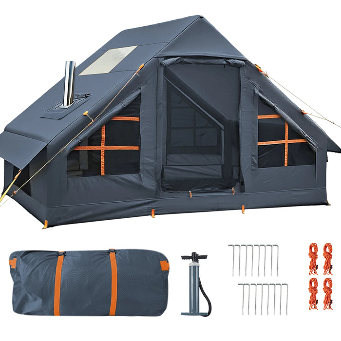 Inflatable Tents for Camping - Easy Blow Up Glamping Tent with Hand Pump, Hot Tent with Stove Jack Waterproof PVC Air Inflatable