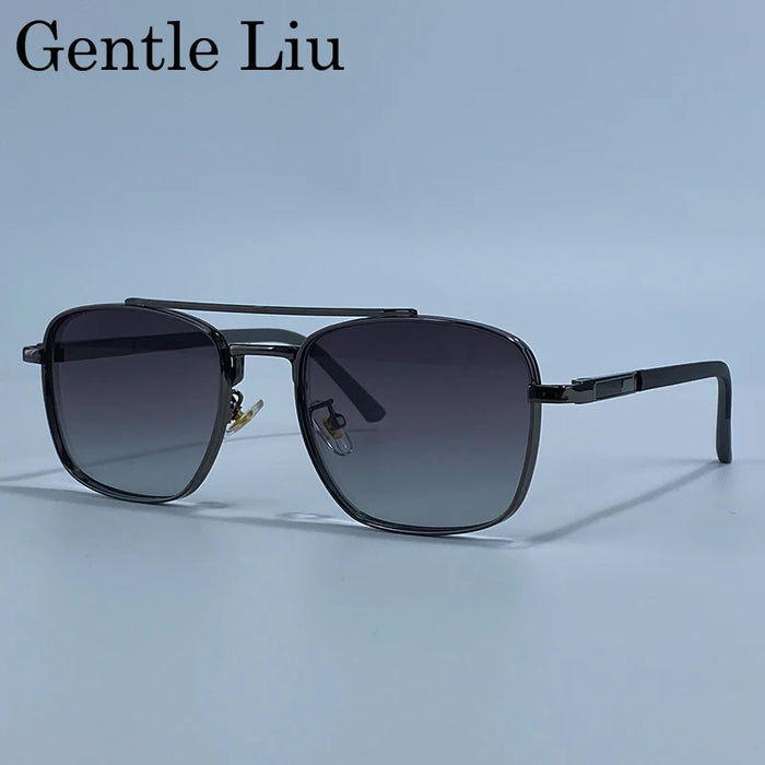2026 Luxury Square Sunglasses Men Retro Double Bridge Metal Frame Driving Eyewear Vintage Sun Glasses For Male Outdoor Shades