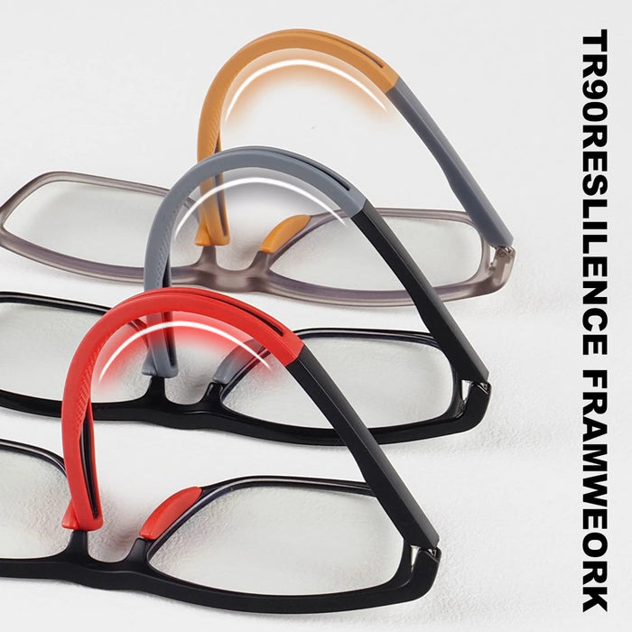 Men Women Square Reading Glasses Progressive Multifocal Photochromic Customized Spring Hinge Comfortable Wear Clear Lens Readers