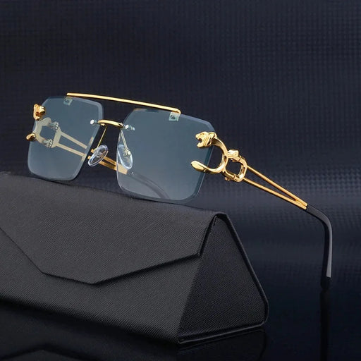 Gafas de sol de lujo cuadradas para hombre y mujer, de diseñador, estilo vintage, sin montura, a la moda, retro, con espejo, Oculos De Sol