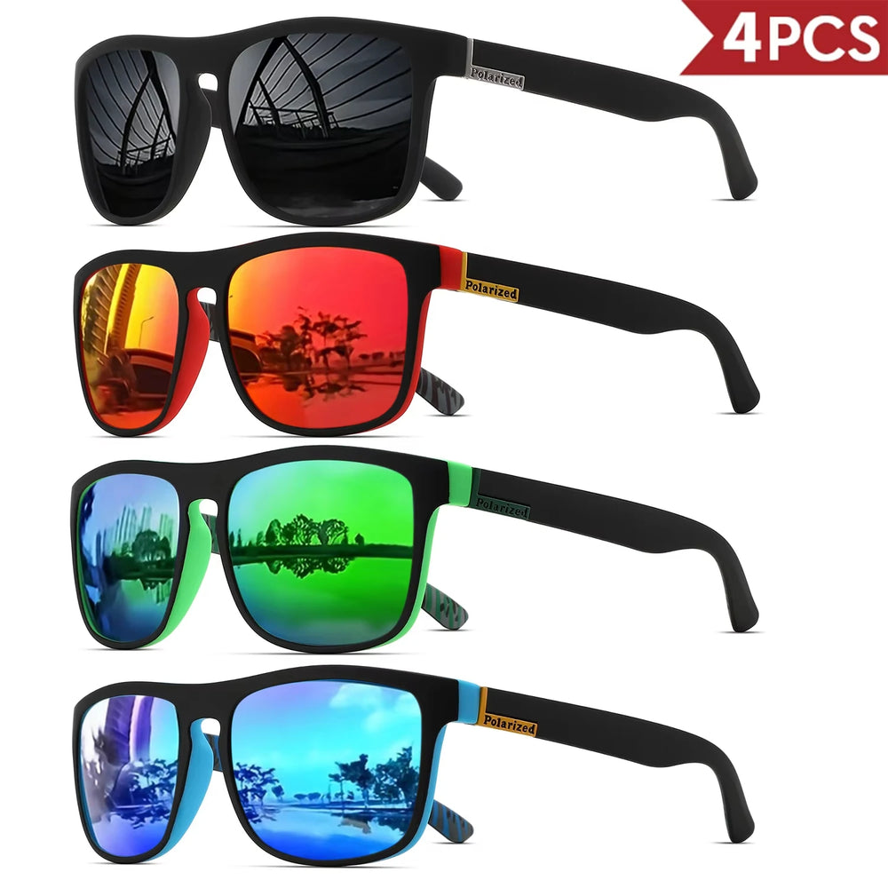 1-4 PCS Homme Classique Carré Polarisé Lunettes de Soleil Sport Légères Monture PC UV400 pour Conduite Pêche Cyclisme Unisexe Durabilité