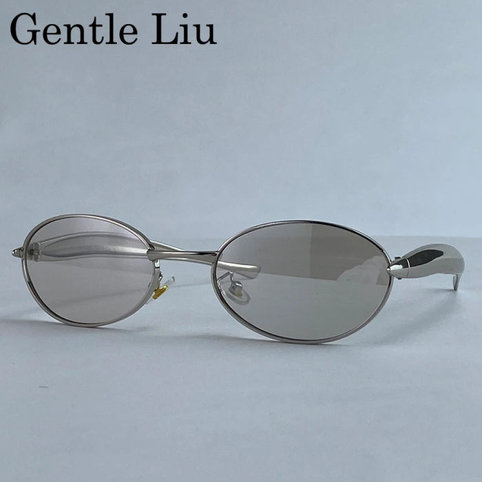 Vintage Small Frame Oval Sunglasses Women 2026 Luxury Trendy Steampunk Metal Sun Glasses For Lady Classic Outdoor UV400 Shades