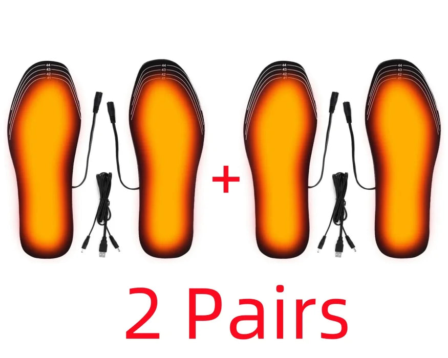 Semelles chauffantes USB Coussin chauffant électrique pour chaussures Chauffe-pieds Chaussettes Semelle chauffante pour sports d'hiver en plein air Hiver chaud