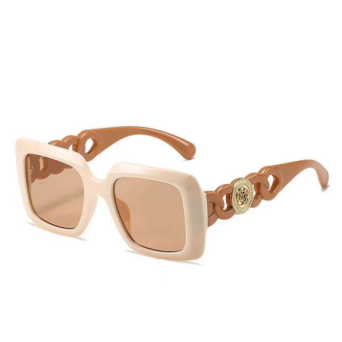 Square Sunglasses Women Ins Popular Fashion Double Color Frame Retro Leopard Shades UV400 Men Trending Sun Glasses Oculus
