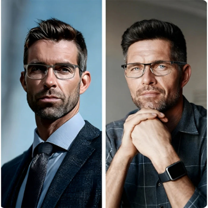 Multifocus Progressive Reading Glasses Men Blue Light Multifocal Computer Readers No-Line Trifocal Near Range