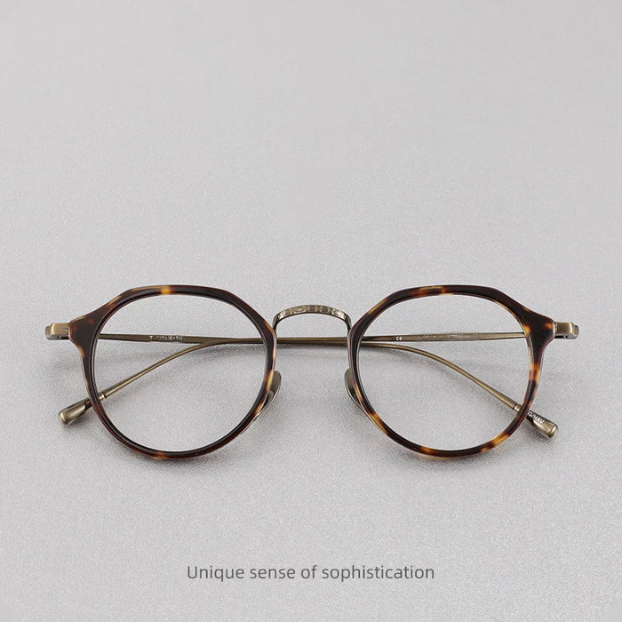 Acetate Titanium Glasses Frame Retro Luxury Round Eyeglasses Men Woman Irregular Fashion Eyewear