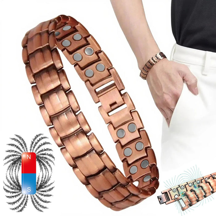 Men's Purple Copper Magnetic Therapy Bracelet for Exercise, Running, Joint Pain Relief, Jewelry