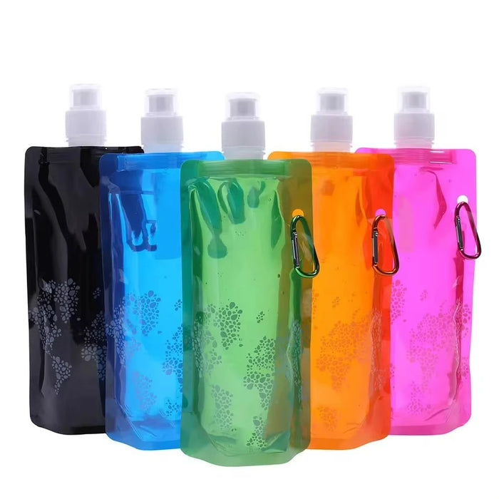 500ML Botella de agua plegable de silicona ultraligera portátil Bolsa de agua plegable Suministros deportivos al aire libre Senderismo Camping Bolsa de petaca blanda