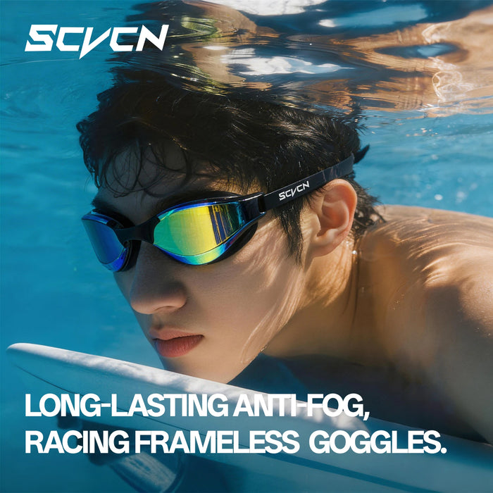 SCVCN New Men UV Protection Adjustable Adult Outdoor Swim Goggles Professional Female Swimming Electroplate Anti Fog Glasses