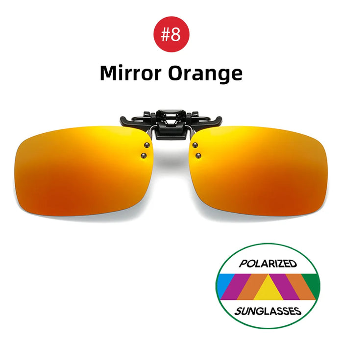 VIVIBEE Classic Flip Up Clip on Sunglasses Fishing Men Square Polarized Lens Night Vision Driving UV400 Women Glasses