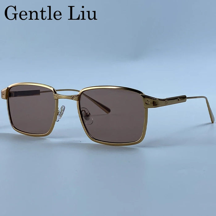 Steampunk Square Sunglasses Men 2026 Luxury Brand Designer Metal Frame Vintage Sun Glasses Punk Driving UV400 Eyewear Male Shade