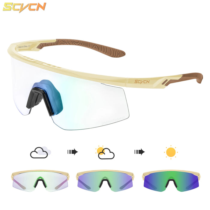 SCVCN Outdoor Photochromic Sunglasses Men Women Bicycl Cycling Glasses Sports MTB Driving Bike Eyewear Hiking UV400 Goggles New