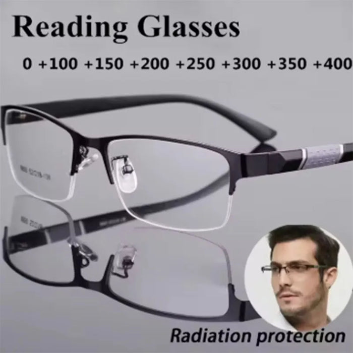 Gafas de lectura para hombre, estilo retro, de negocios, para hipermetropía, con filtro de luz azul, para lectura, de 0 a +4.0