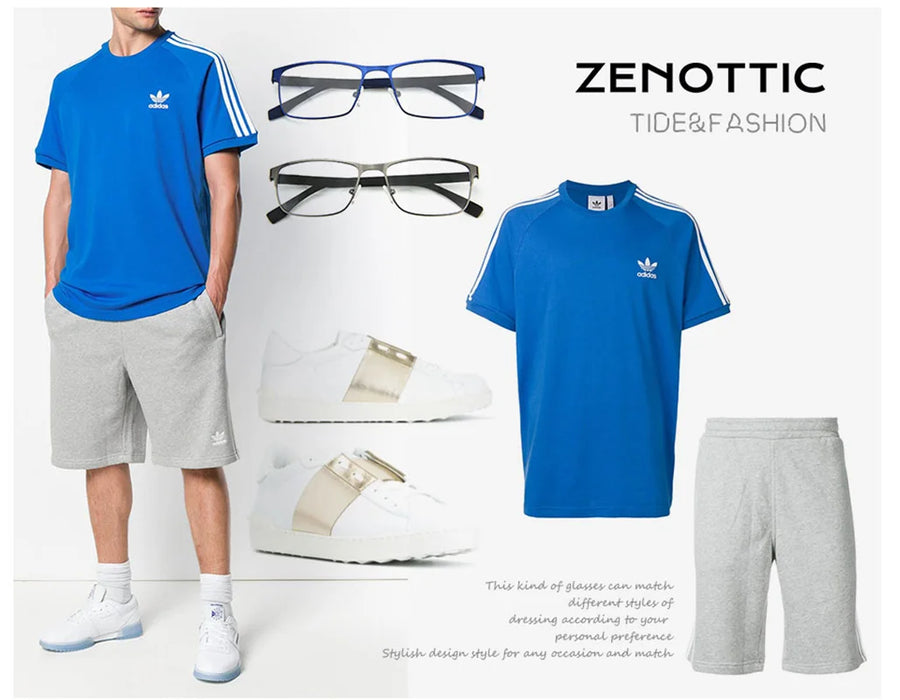 Gafas de Presbicia Progresivas Cuadradas de Aleación ZENOTTIC para Hombre, con Protección contra Luz Azul/Fotocromáticas Ópticas