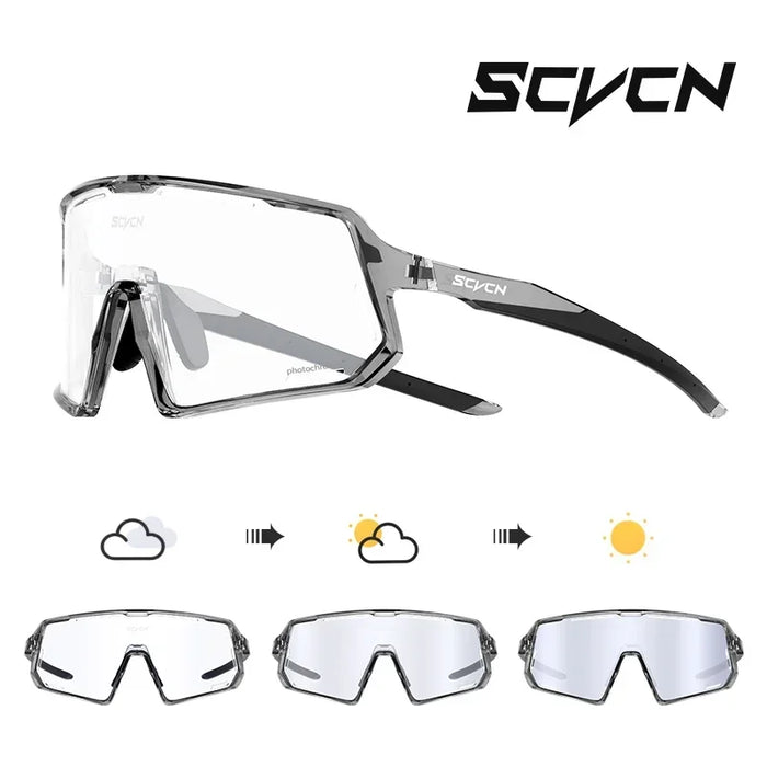 SCVCN Photochromic Cycling Glasses TR90 Frame for Men Women UV400 Outdoor Sports Sunglasses Cycling MTB Driving Running Glasses
