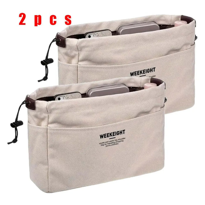 Sac de rangement en toile avec cordon de serrage, 1/2 pièces, organisateur multi-poches, léger, portable, pour voyage