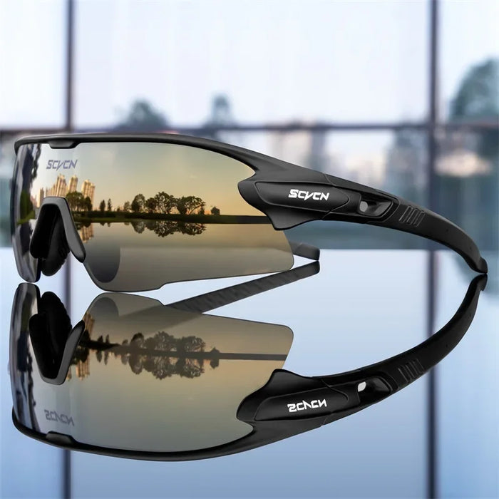 SCVCN Mountain Bicycle Glasses Sports Men's Sunglasses Photochromic Cycling Goggles MTB Road Running UV400 Protection Eyewear