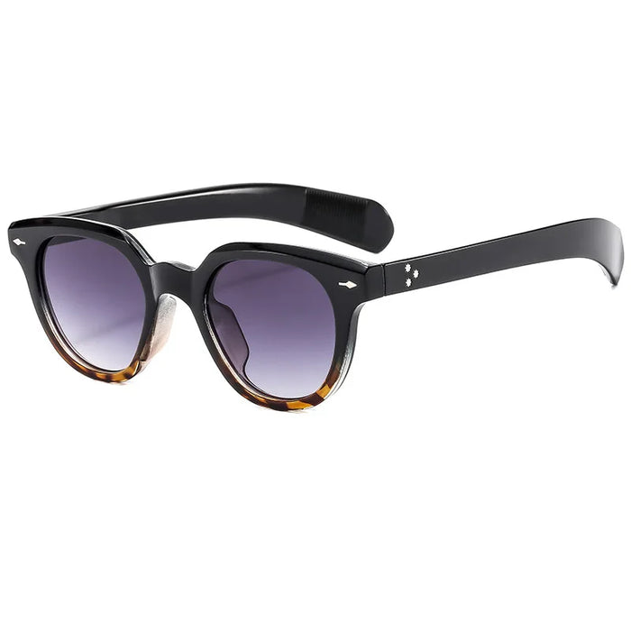 Fashion Round Sunglasses Women Retro Luxury Oval Female Shades Rivets Punk Men Sun Glasses UV400