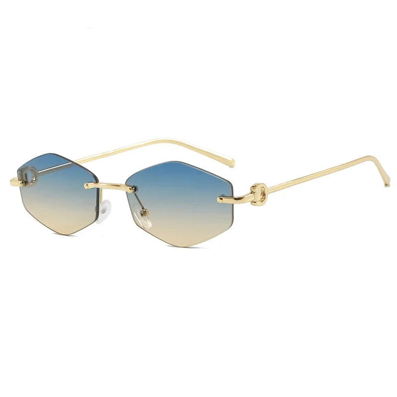 Rimless Diamond Sunglasses Square Women Men Retro Sun Glasses Brand Designer Eyewear UV400 Shades Oculos Female Gafas