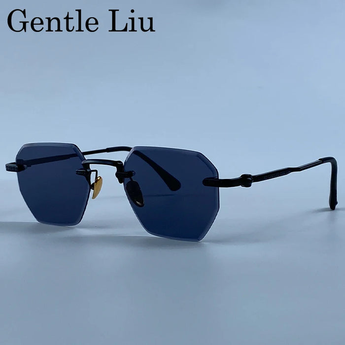 Gafas de sol cuadradas sin montura para hombre 2026, de lujo, de diseñador, modernas, de polígono, con montura de metal, gafas de sol Y2K, punk, sin montura, Hip Hop