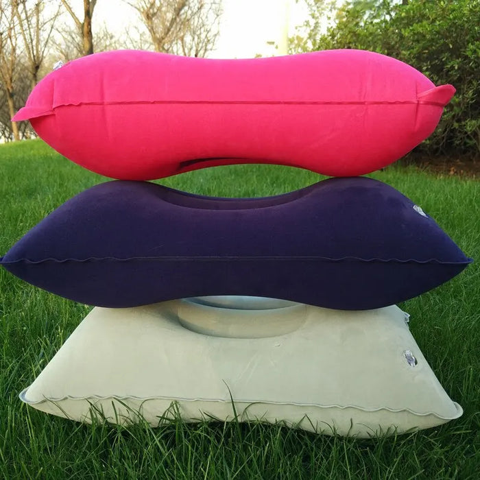 Almohada de aire inflable plegable portátil para viajes al aire libre, dormir, acampar, PVC, soporte para cuello, respaldo de avión, almohada cómoda